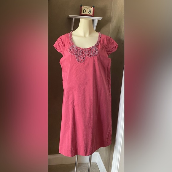 Merona Pink Sleeveless 100% Cotton Round Neck Dress Women’s Size XL - Picture 3 of 14